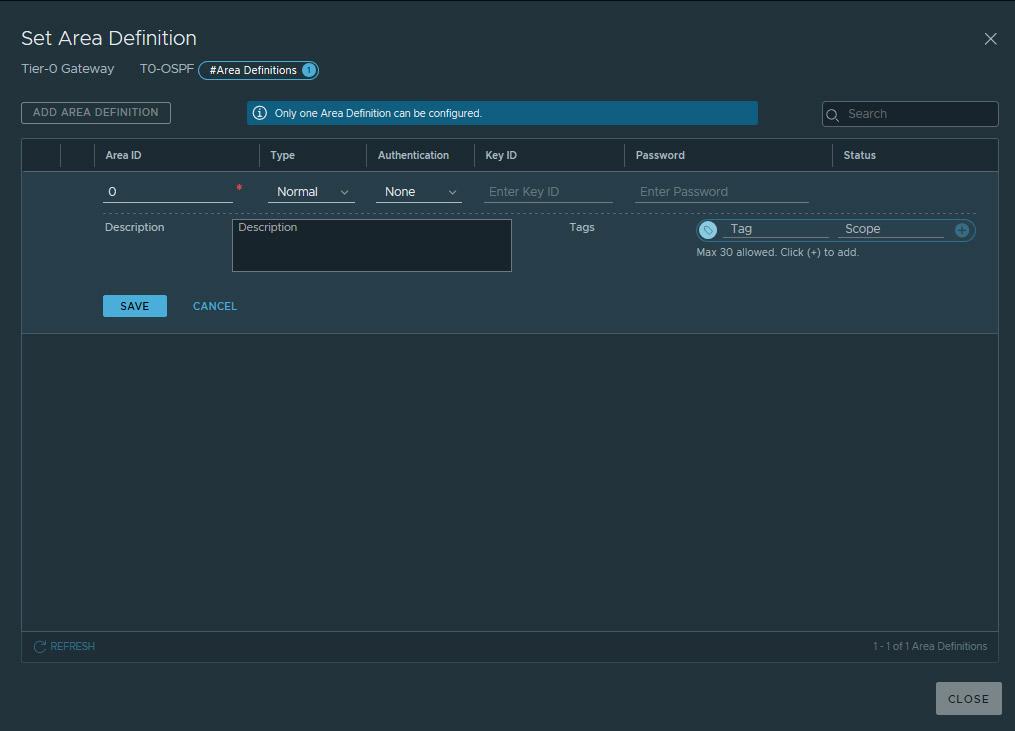 Create OSPF Area